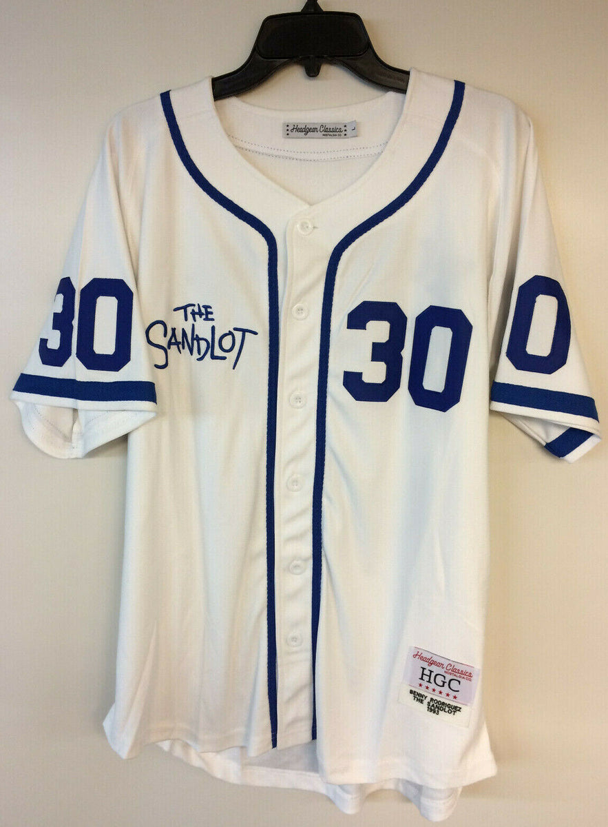 The Sandlot Benny The Jet Rodriguez #30 Baseball Jersey All Stitched Gray  White