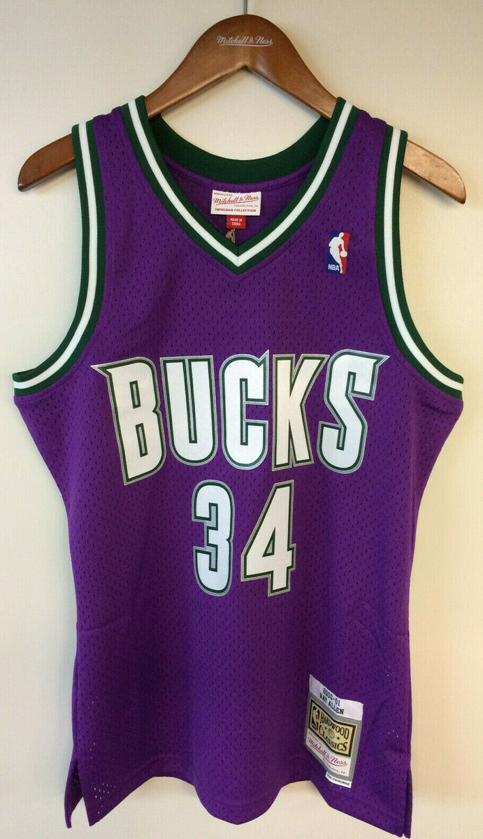 Mitchell & Ness Ray Allen Milwaukee Bucks Purple 2000-01 Hardwood Classics Authentic Player Jersey Size: Extra Large