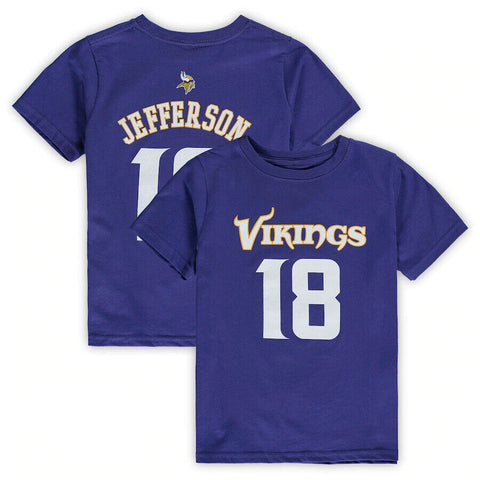 Justin Jefferson Minnesota Vikings #18 NFL Boys Purple T-Shirt -Youth