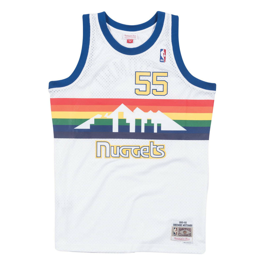Dikembe Mutombo Authentic Jersey Nuggets Champion Rainbow 90's retro