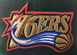 Philadelphia 76ers Mitchell & Ness NBA Snapback Hat Black Hardwood Cap Sixers