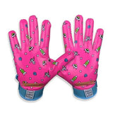 2022 Battle Sports Adult Pink With Blue Alien Cloaked Football Receivers Gloves