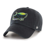 2024 TAMPA BAY RAYS COOPERSTOWN BLACK 47 CLEAN UP ADJUSTBALE STRAPBACK DAD CAP