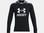 Under Armour Men's UA Hockey Icon Logo Hooded Sweatshirt Lace Up Hoodie