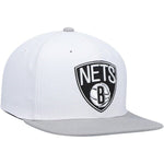 2022 Brooklyn Nets Mitchell & Ness NBA Snapback Hat Cap 2Tone White Flat Brim