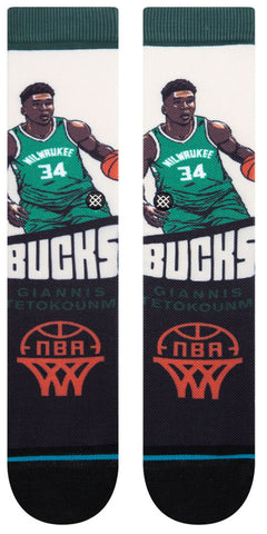 Giannis Antetokounmpo Milwaukee Bucks Stance NBA Graded Socks Large Mens 9-13