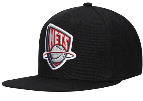 New Jersey Nets Mitchell & Ness NBA Snapback Hat Black Hardwood Cap Brooklyn