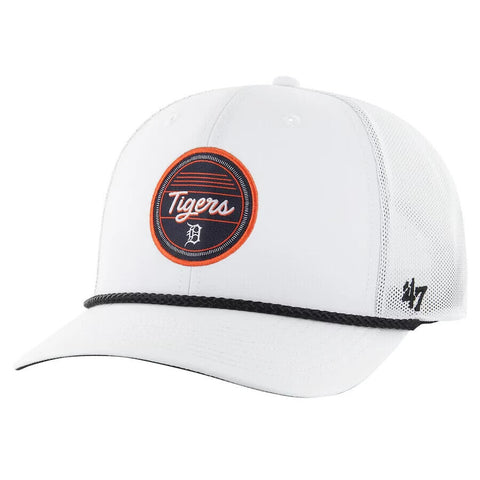 2024 Detroit Tigers 47 Brand White Fairway Trucker Adjustable Rope Hat