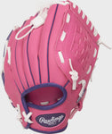 Rawlings MLB Players Series 9" Pink Youth glove with ball :  Ages 3-5 Left Hand