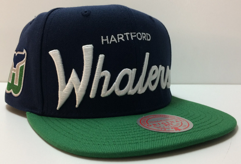Hartford Whalers Mitchell & Ness NHL Vintage Script Snapback Hat Cap