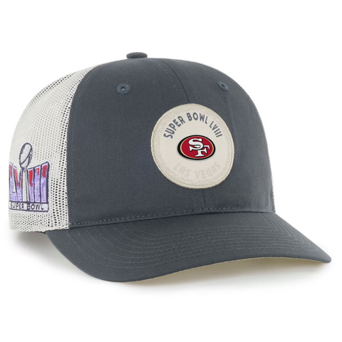 Men's San Francisco 49ers '47 Charcoal Super Bowl LVIII Patch Trucker Hat