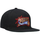Philadelphia 76ers Mitchell & Ness NBA Snapback Hat Black Cap Sixers Iverson
