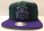 Milwaukee Bucks Mitchell & Ness NBA Snapback Hat Cap Hardwood Classics HWC