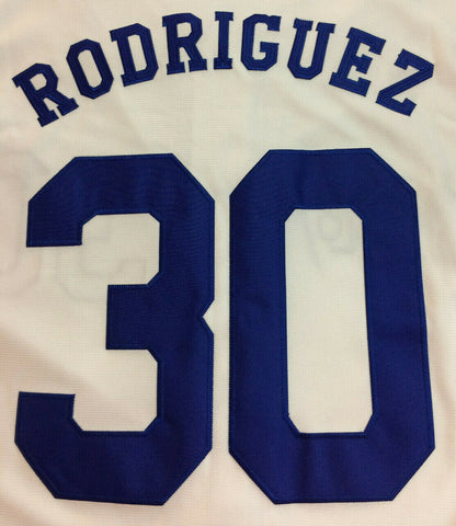 Mens Benny 'The Jet' Rodriguez Baseball Jersey Blue Shirt White