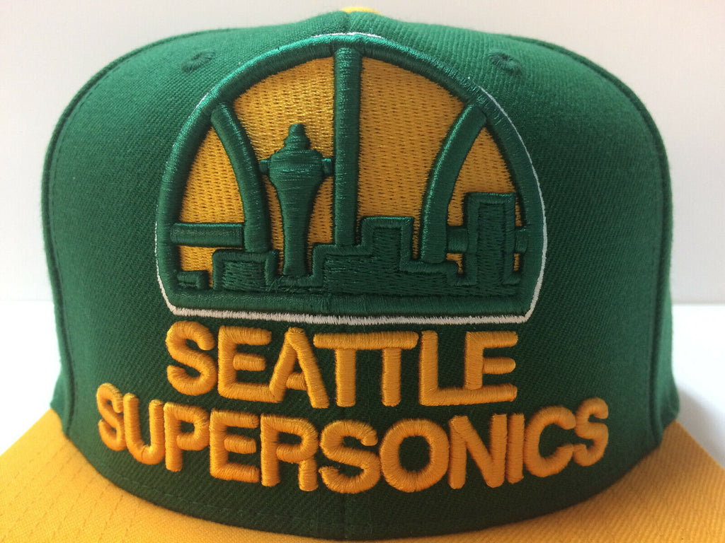 Seattle SuperSonics Mitchell & Ness NBA Snapback Hat XL Logo 2Tone