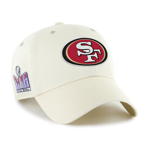 San Francisco 49ers White NFL SuperBowl LVII Participant 47 Clean Up Hat