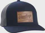 FlexFit x Rawlings Leather Patch Baseball Snapback Mesh Back Snapback Hat Cap