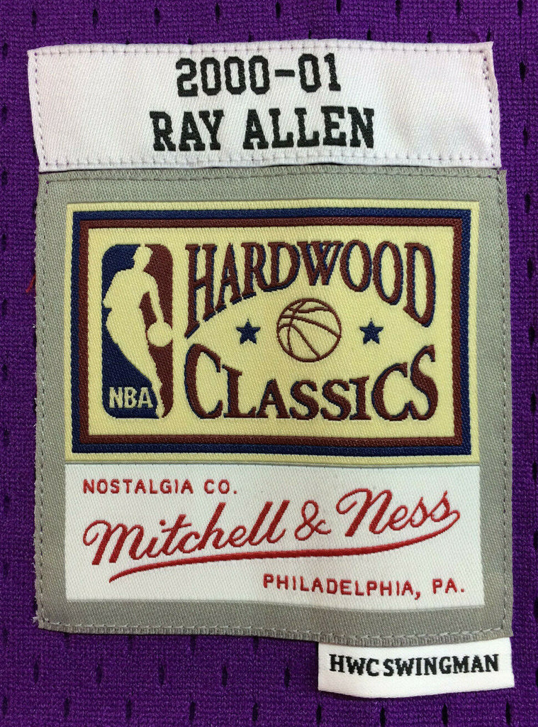 Mitchell & Ness Men's Ray Allen Purple Milwaukee Bucks Hardwood Classics  2000 Hyper Hoops Swingman Jersey