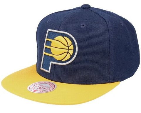 Indiana Pacers Mitchell & Ness NBA Adjustable Snapback Hat 2Tone Flat Brim Cap